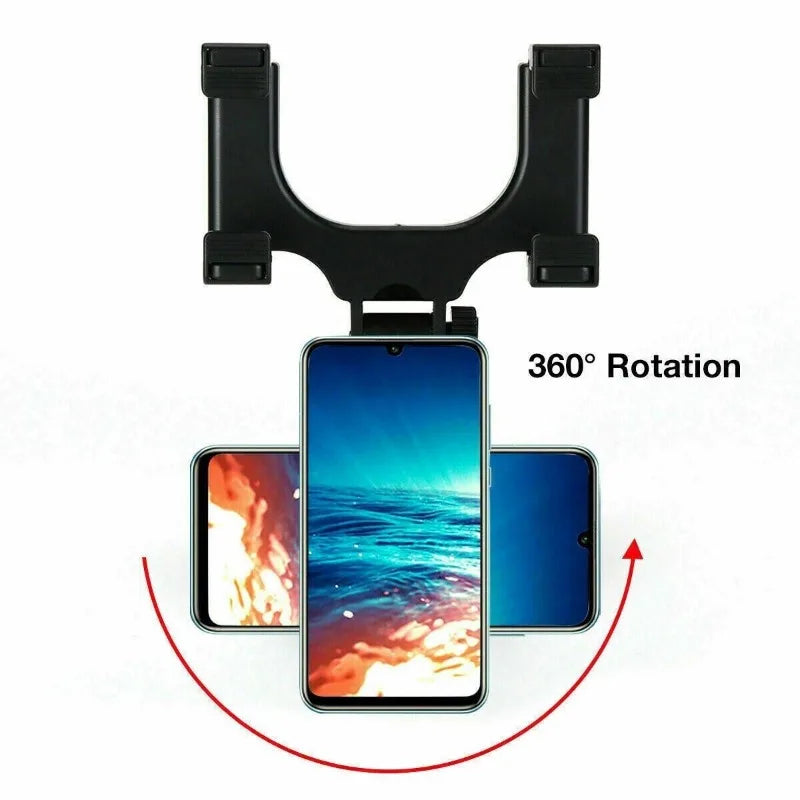 Universal 360 Degree Rearview Mirror Smartphone Car Mount Holder