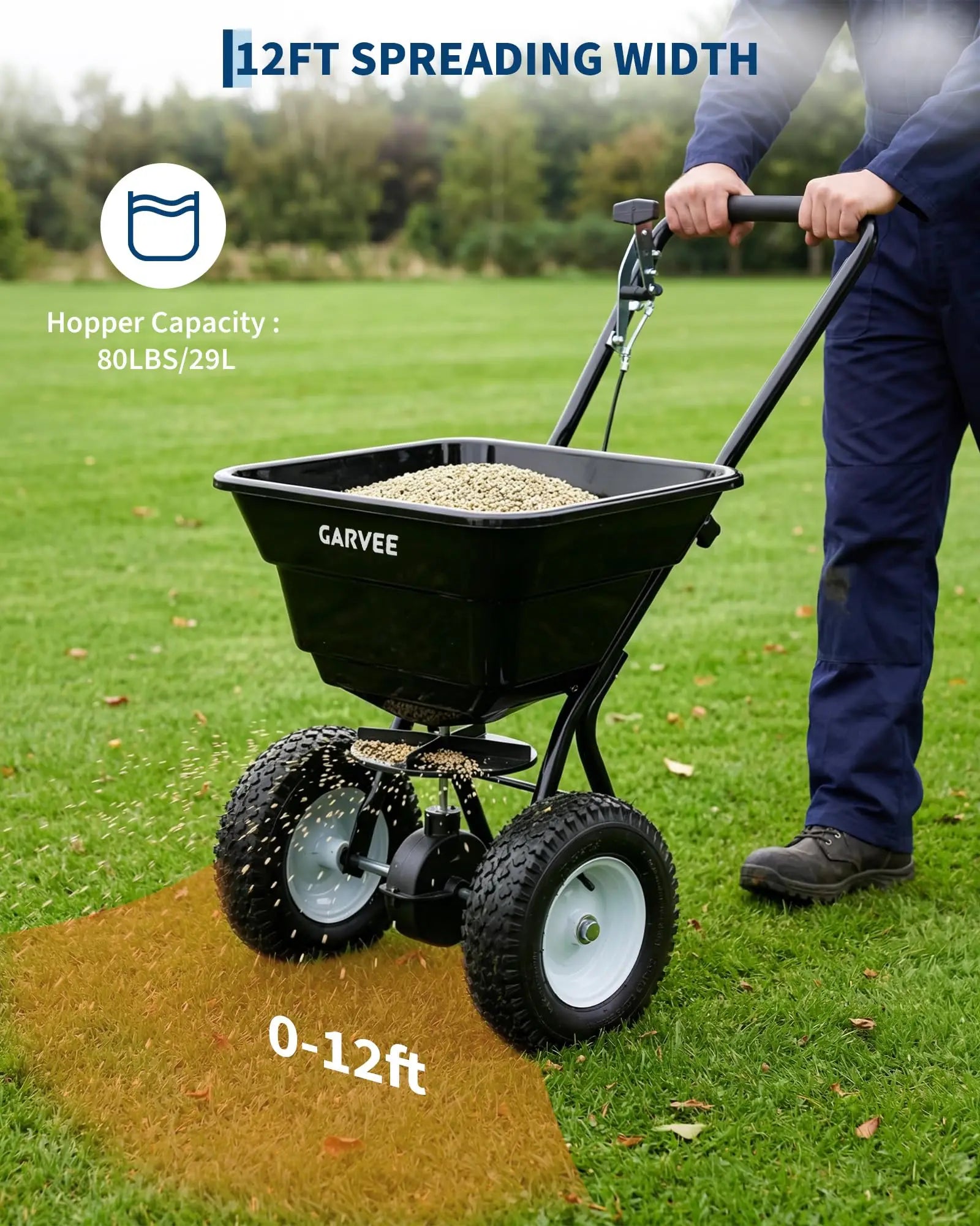 HiMISS Heavy Duty 80Lb Lawn Spreader Walk Behind Broadcast Spreader by S And B Enterprise