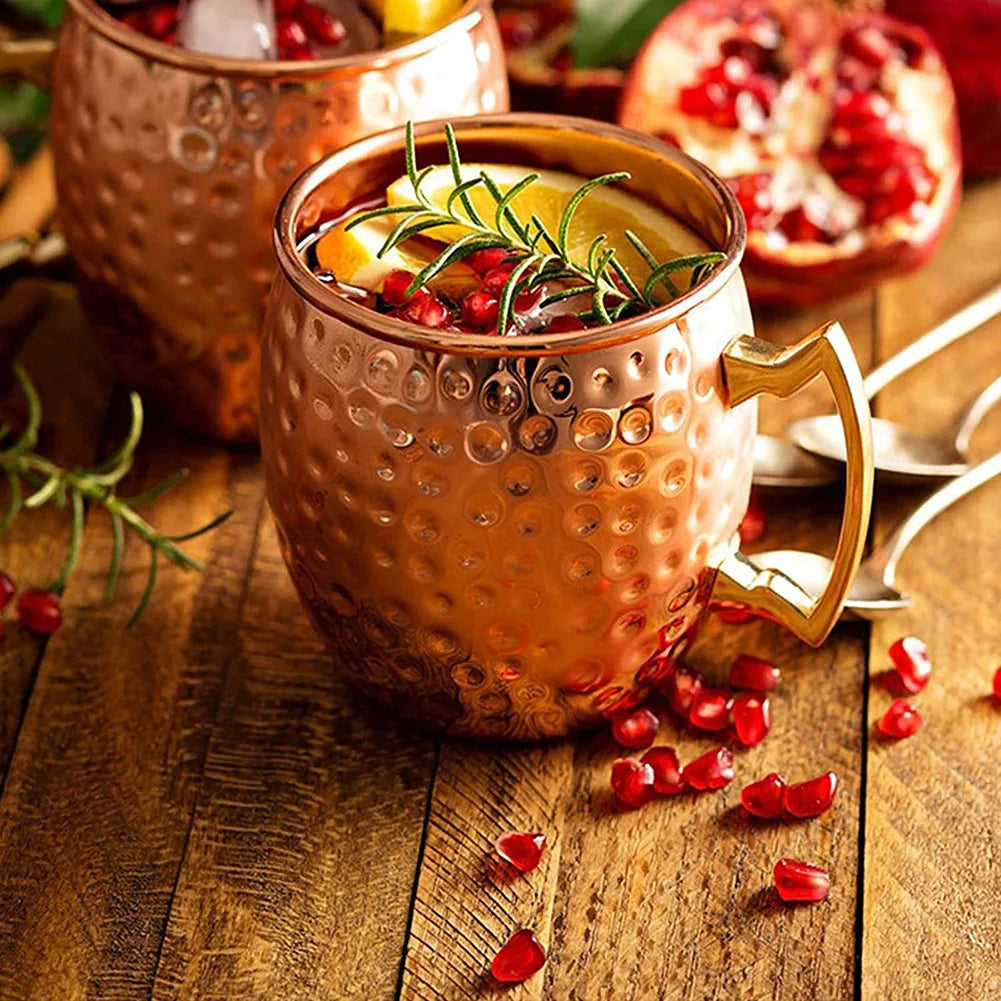 Mug Drum-Type Beer Cup Coffe Water Glass Drinkware Champagne Stainless Steel Plated Goblet Anti-fall Glass Cocktail by S And B Enterprise