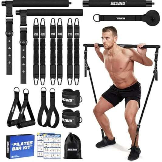 Pilates Bar Kit With Resistance Bands by S And B Enterprise