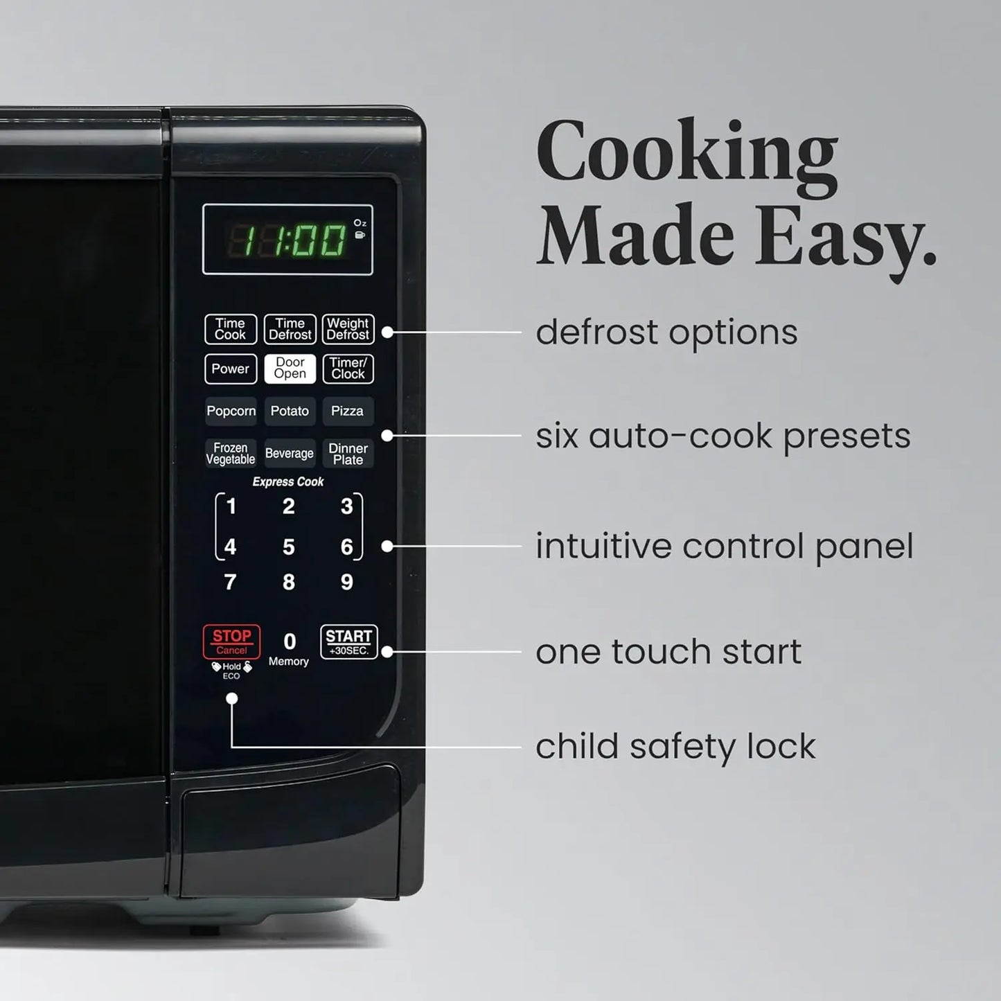 700W Countertop Microwave Oven Auto Cook Defrost Child Safety Lock