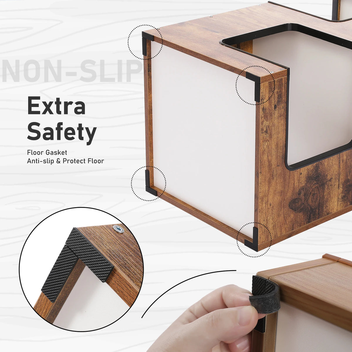 Wood cat condo with removable mats and scratching pad; anti-slip floor gaskets, by S And B Enterprise