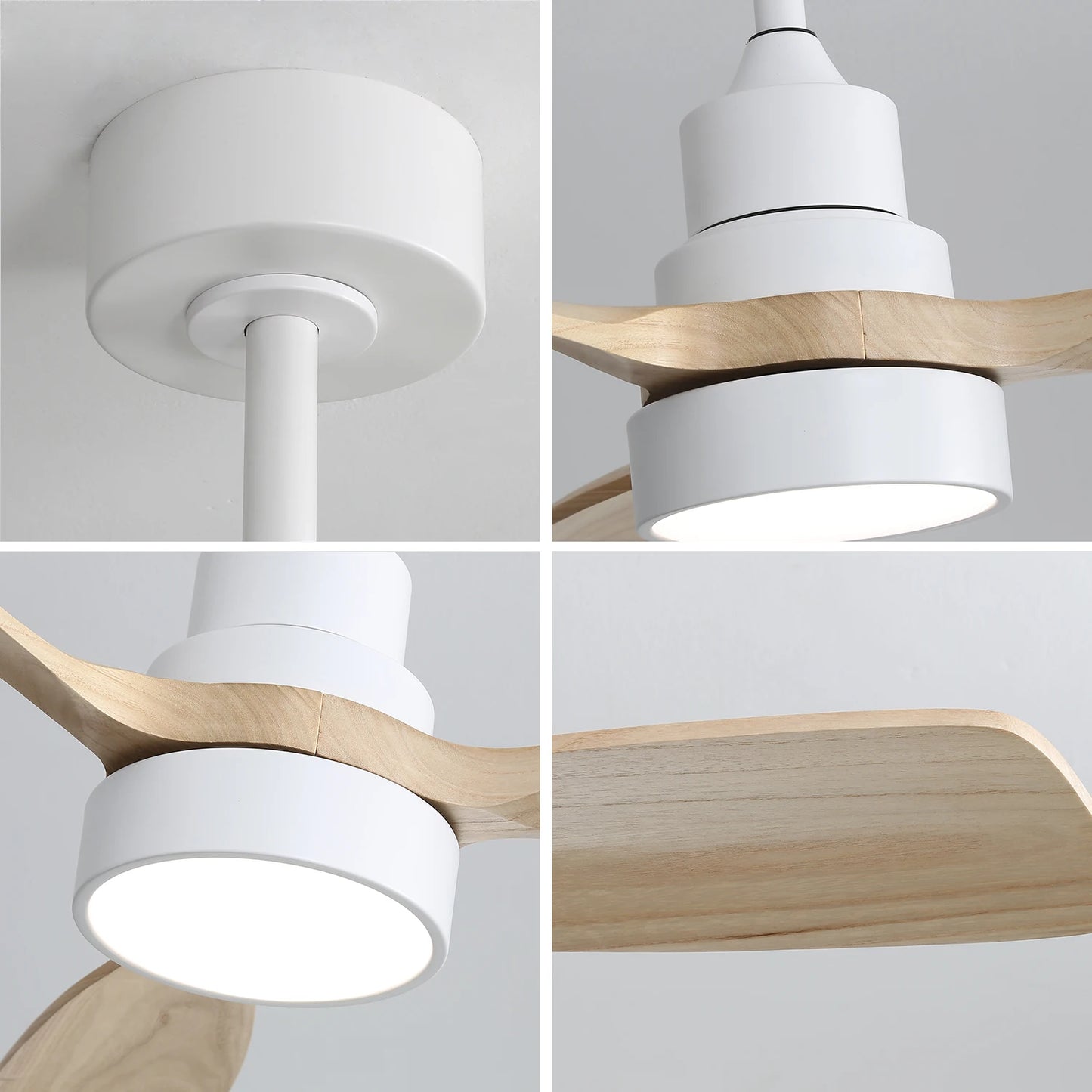 Sofucor Wood Ceiling Fan With LED Light Remote Control