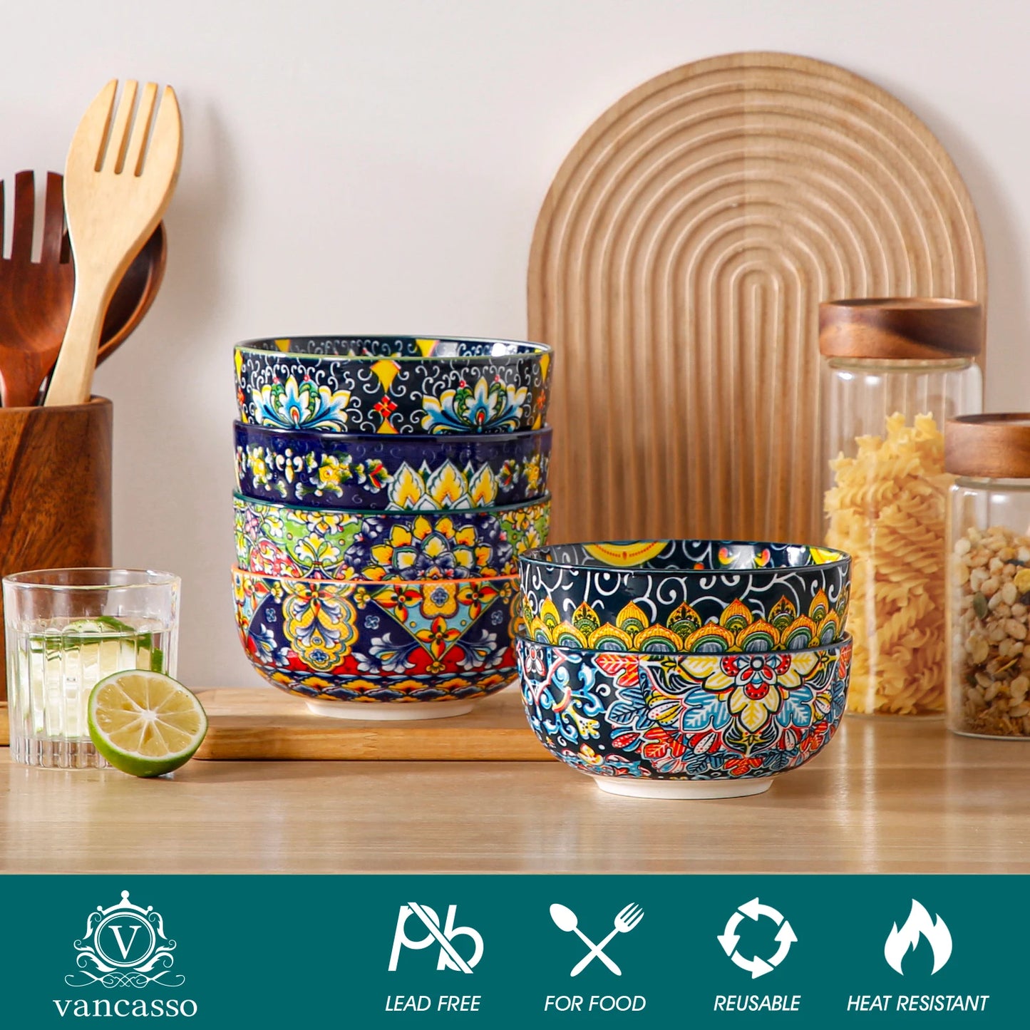 MALACASA Ceramic Bowls Set Bohemian Style Dinnerware
