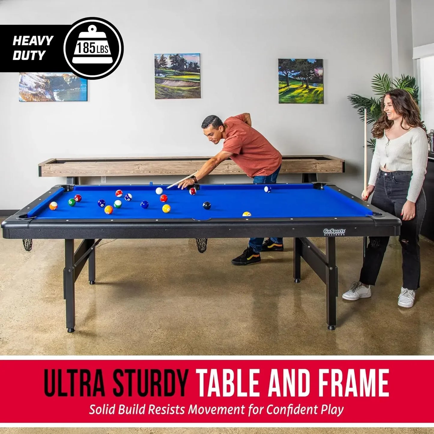 Portable Pool Table With Balls, Cues, Chalk And Brush