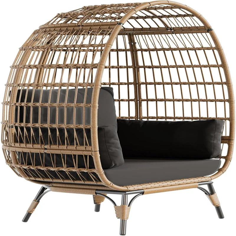 HiMISS Outdoor Egg Chair Wicker With Cushions And Steel Frame