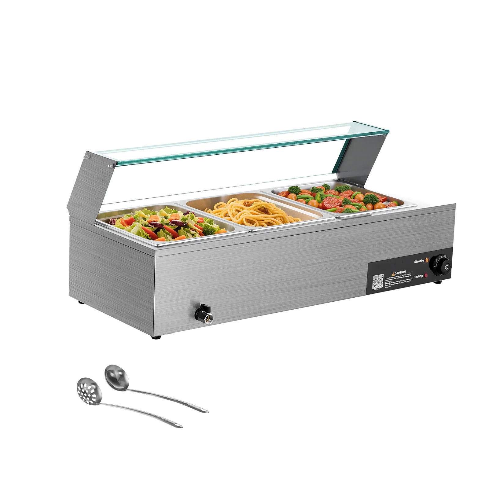 SucceBuy Commercial Food Warmer Stainless Steel Buffet With Glass Cover by S And B Enterprise