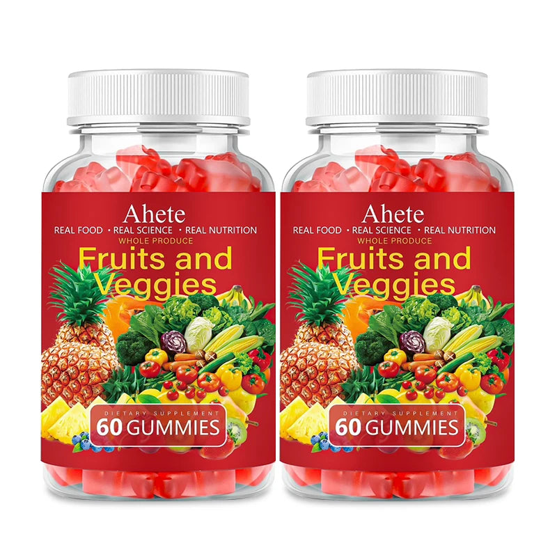 AHETE Fruits & Veggies Gummies - 15 Fruits & 14 Greens, 1200mg Total Produce Blend Per Serving, With Multiple Vitamins, Daily Fr by S And B Enterprise