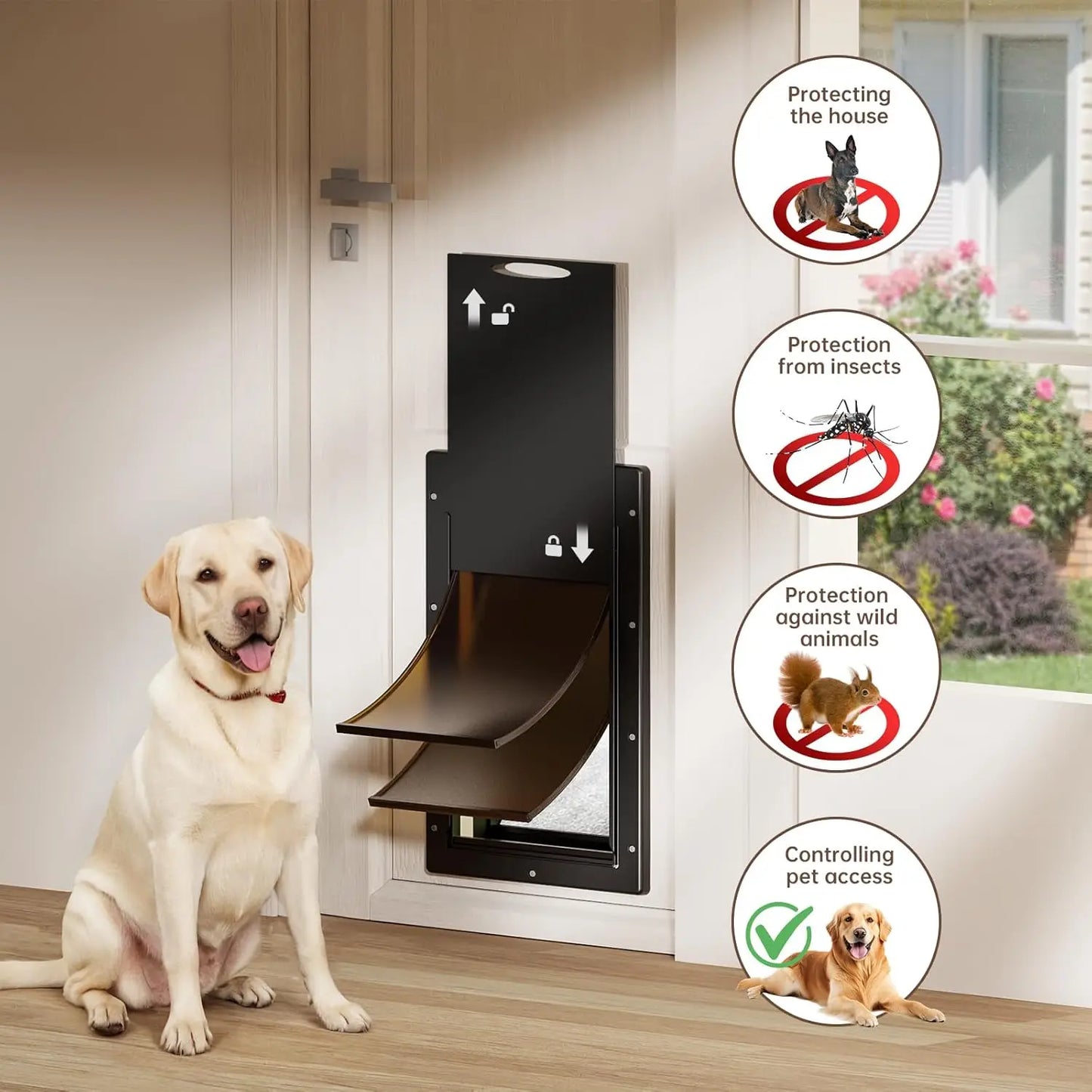Pet Door With Double Magnetic Flaps For Easy Install