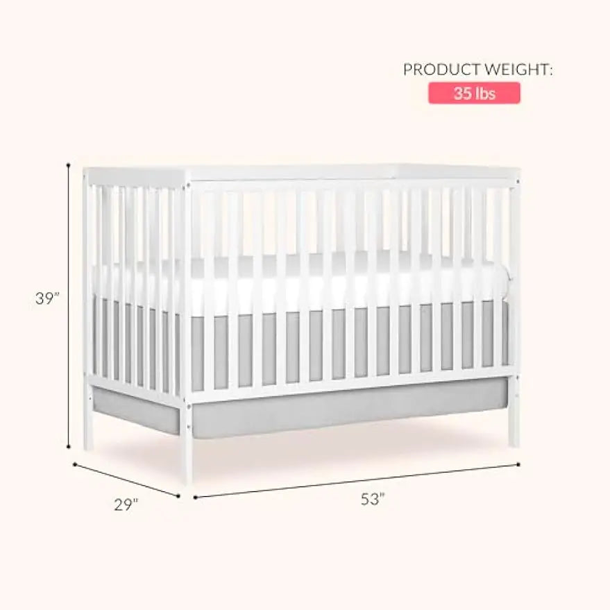 5-in-1 Convertible Baby Crib With Toddler Bed Conversion Sustainable Pinewood