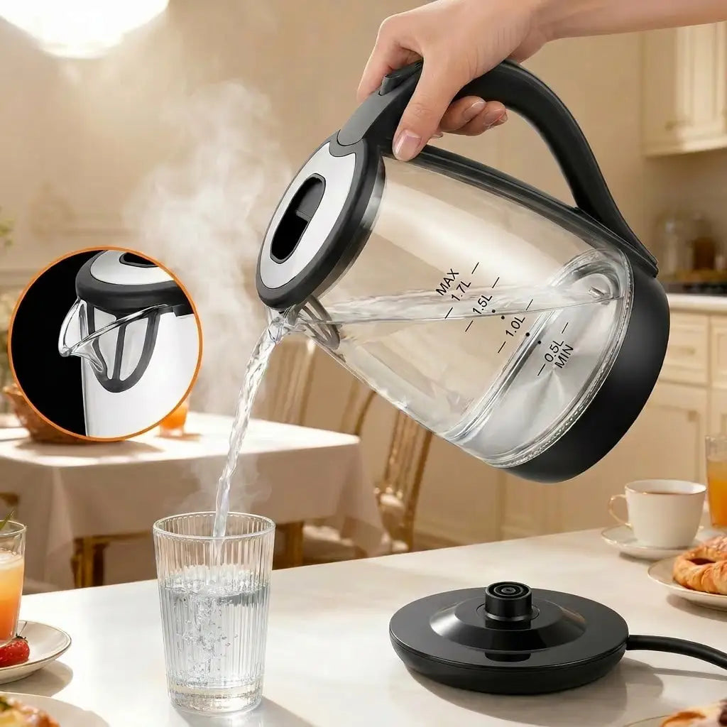 Glass Electric Kettle With LED Light Auto Shut Off And Boil Dry Protection by S And B Enterprise