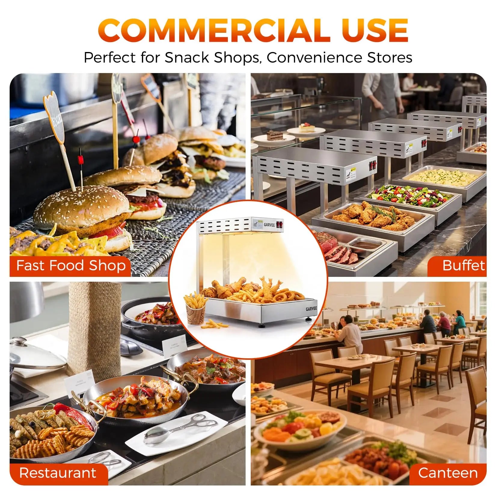 Adoolla Countertop Infrared Food Warmer Lamp Station With Stainless Steel Base by S And B Enterprise
