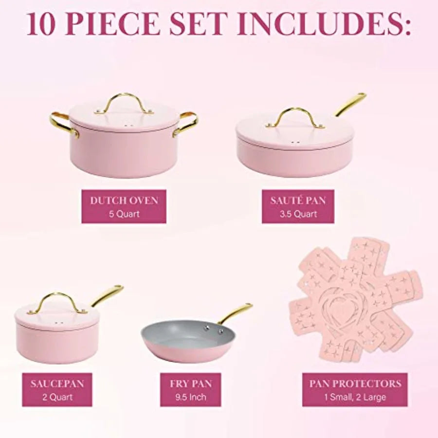 YAO HUI HUANG Nonstick 10-Piece Cookware Set With Lids