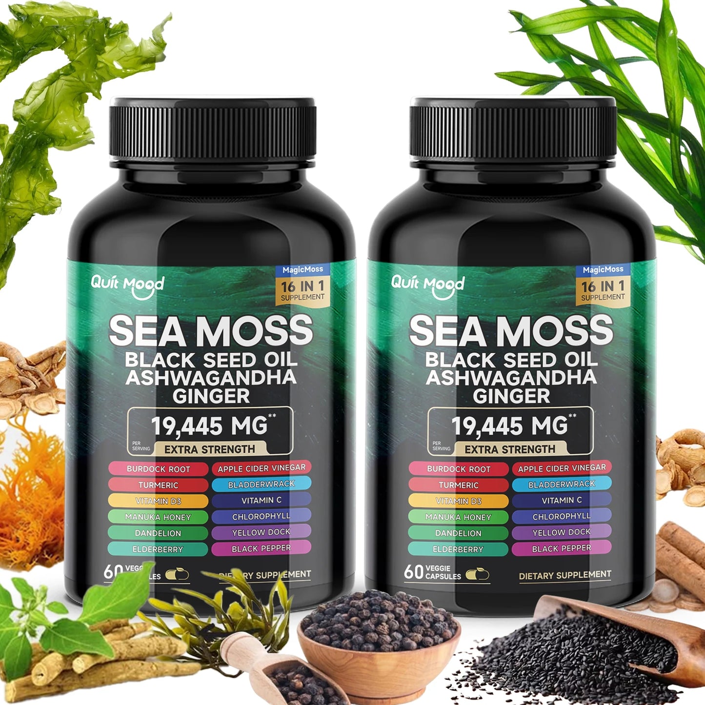Quit Mood Sea Moss And Black Seed Oil Herbal Capsules by S And B Enterprise