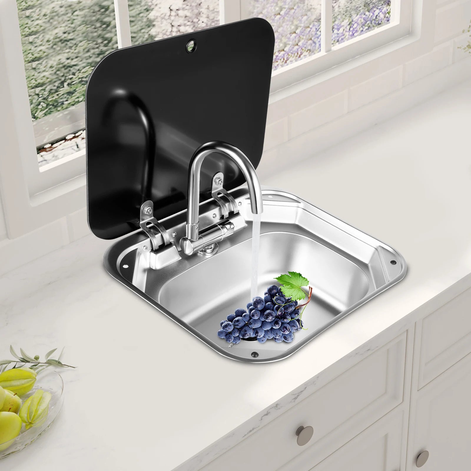 Rv Sink with Faucet, 304 Stainless Steel Hand Wash Basin Sink with Tap, large Capacity Sink and Flexible Faucet by S And B Enterprise
