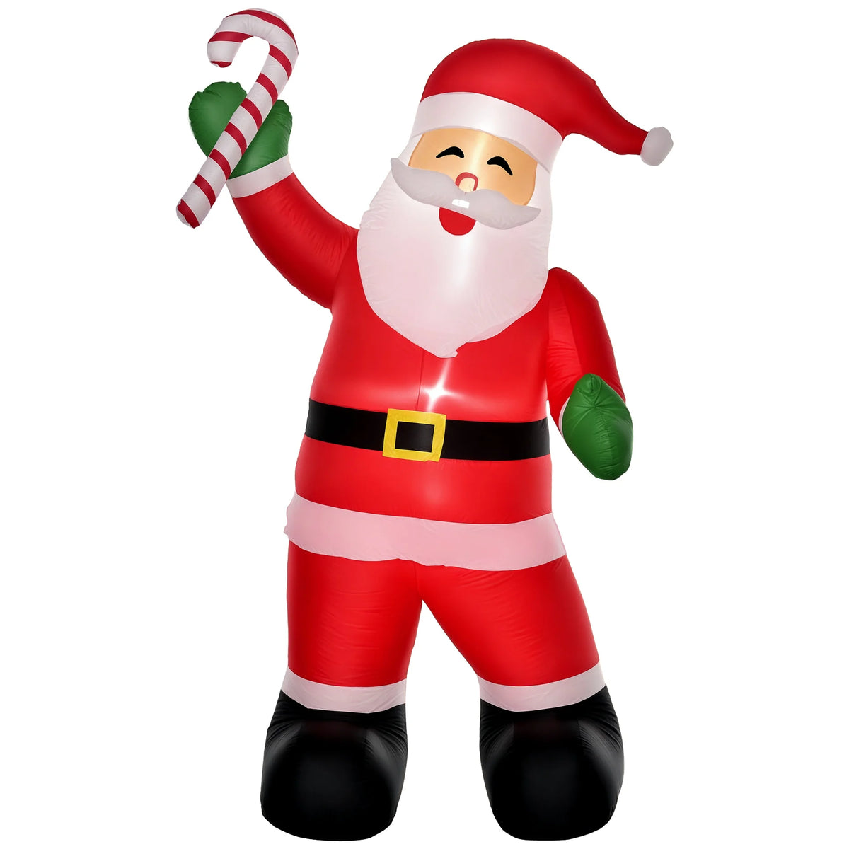 8' inflatable Santa Claus with candy cane decor, LED outdoor light, by S And B Enterprise