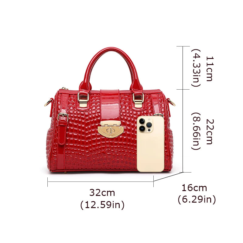 Aidrani Genuine Leather Handbag For Women Boston Style Shoulder Bag