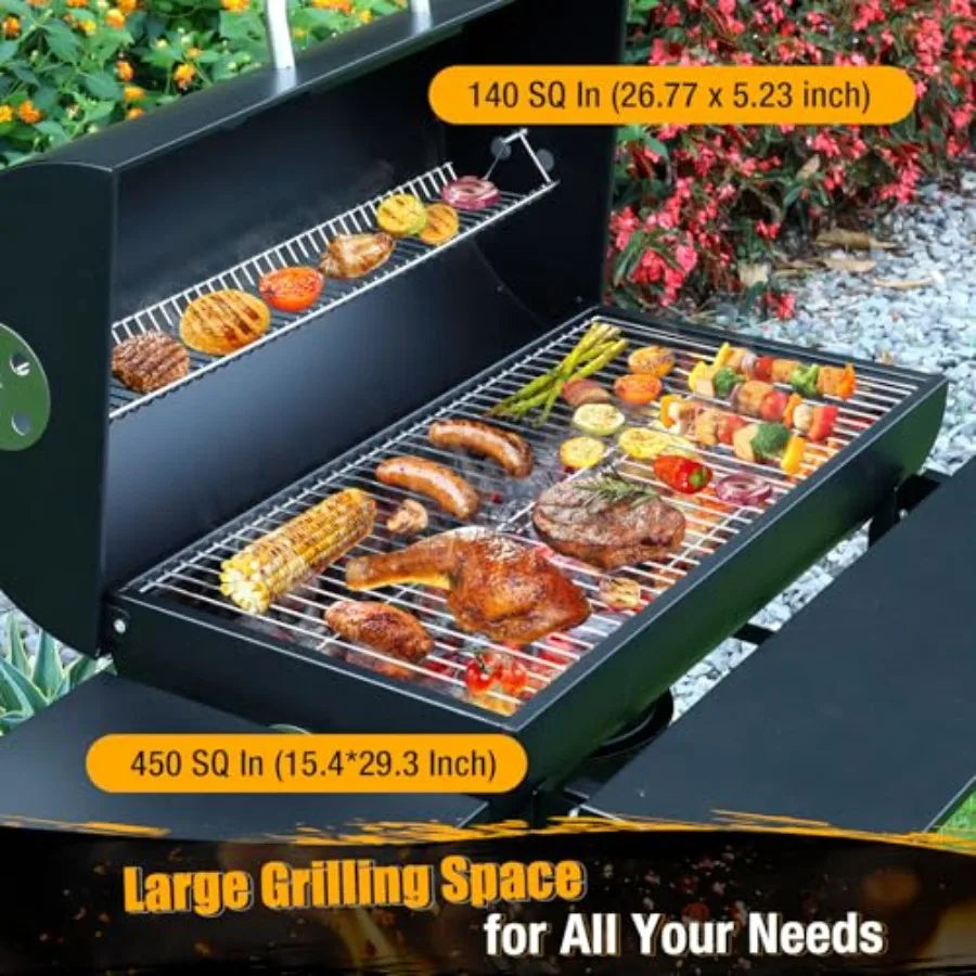 SHXI Charcoal BBQ Grill With Side Table For Backyard Grilling by S And B Enterprise