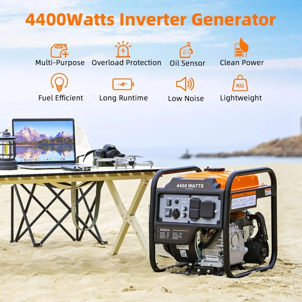 4400W Inverter Generator, Open Frame Gas Powered, RV Ready 30A Outlet, EPA Compliant, Home Backup by S And B Enterprise