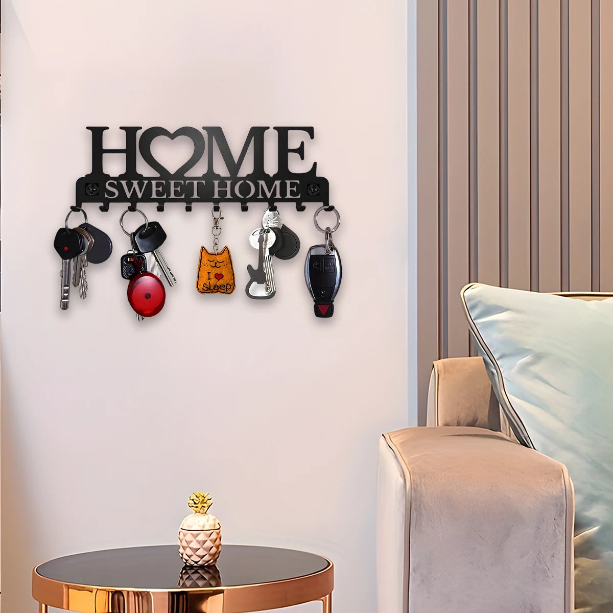 Metal Wall Mount Key Holder With Ten Hooks Design Style by S And B Enterprise