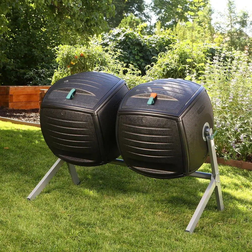Ticify 60072 Dual Compost Tumbler For Backyard Garden Composting