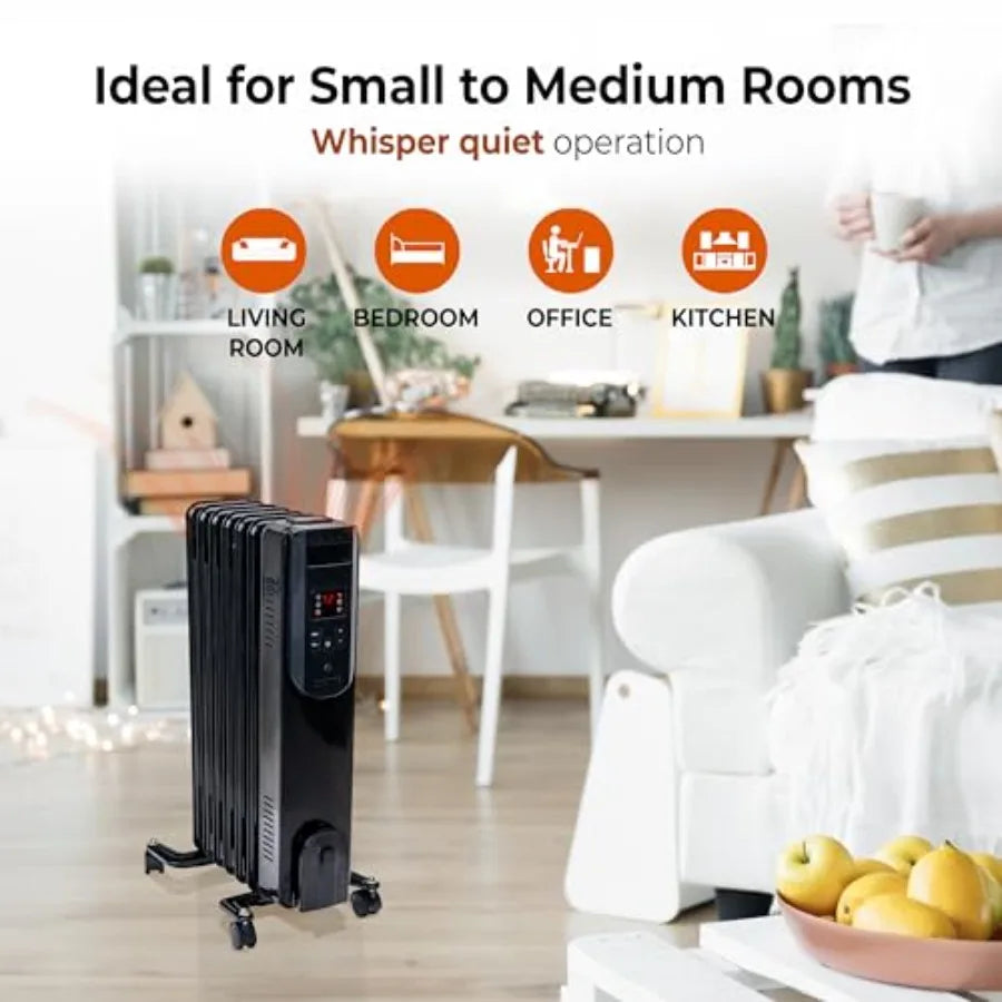 Digital Oil-Filled Radiator Heater With Remote And 12-Hour Timer Portable by S And B Enterprise