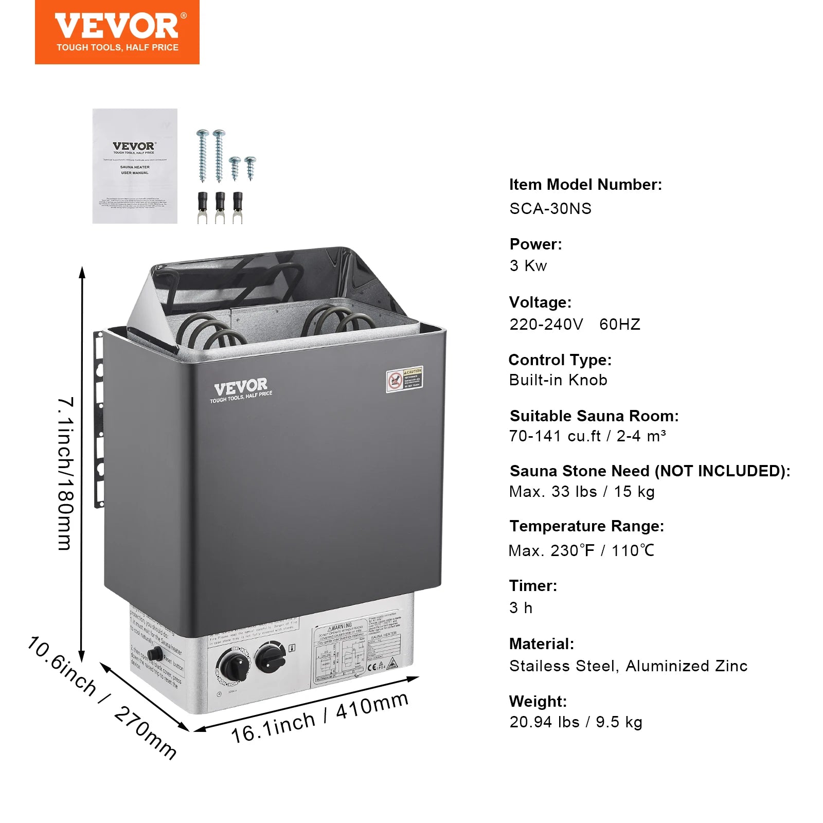 Sauna Heater 220V Electric Sauna Stove For Home Spa by S And B Enterprise