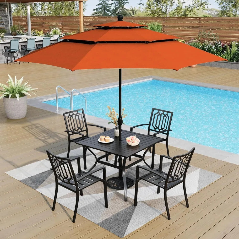 Outdoor Dining Set For Four With Wrought Iron Table