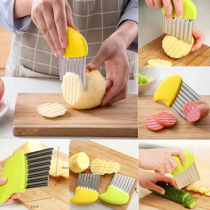 Stainless Steel Potato Chip Slicer And Wavy Crinkle Cutter French Fry Maker by S And B Enterprise