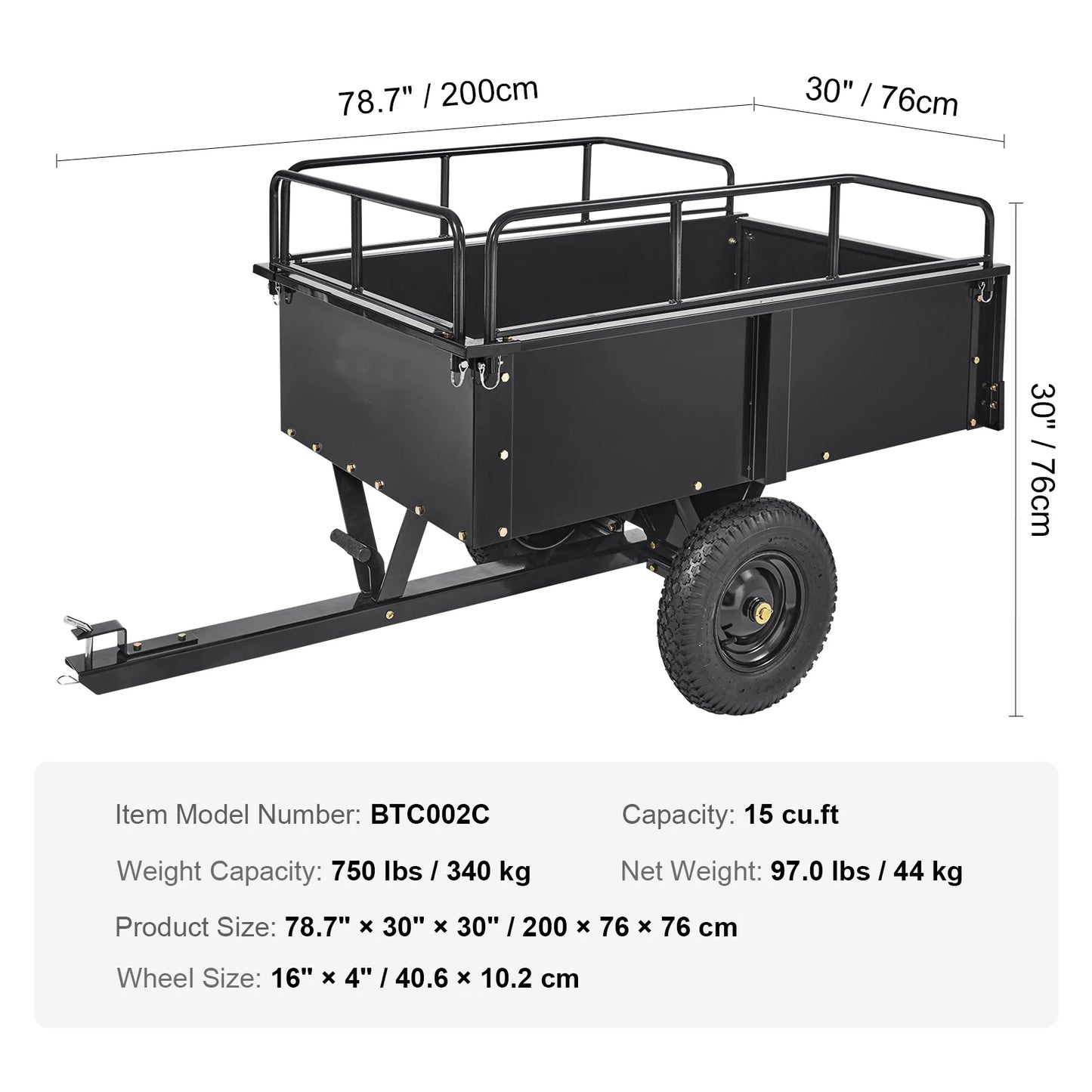 Heavy Duty Steel ATV Dump Trailer With Removable Sides And Tires by S And B Enterprise