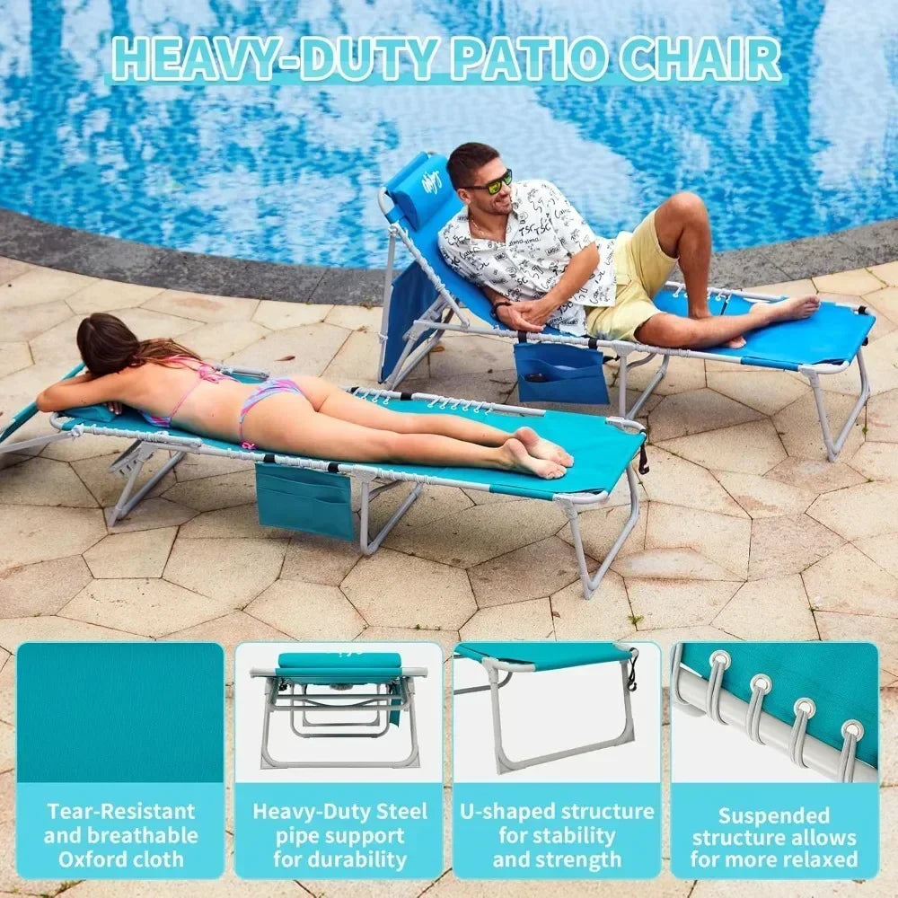 Three In One Tanning Chair With Face Hole Canopy Heavy Duty Folding Lounger