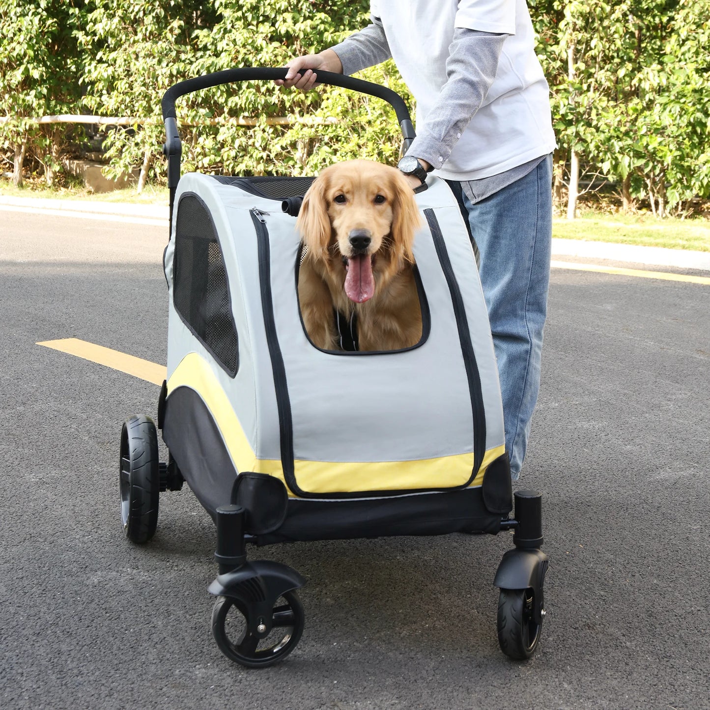 Portable Dog Stroller 4 Wheels Foldable Travel Carrier Outdoors
