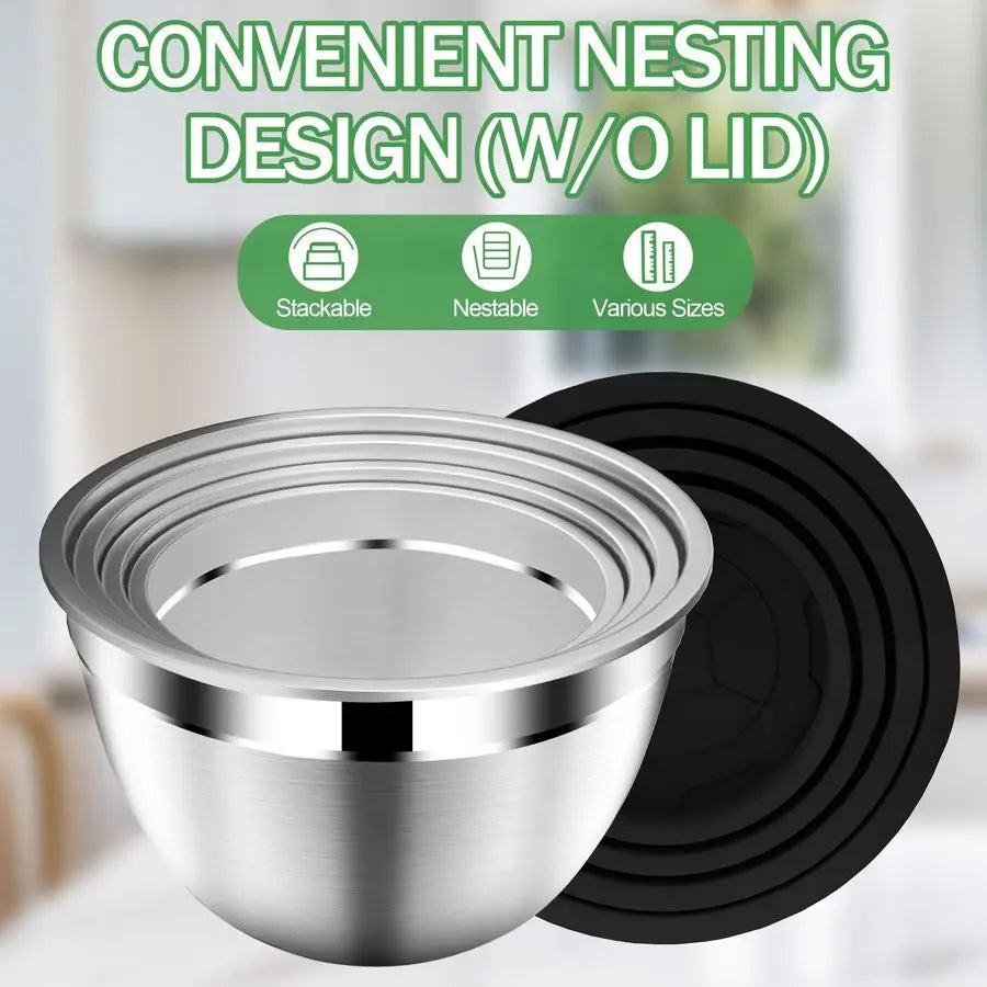 Stainless Steel Mixing Bowls With Lids And Colander Set