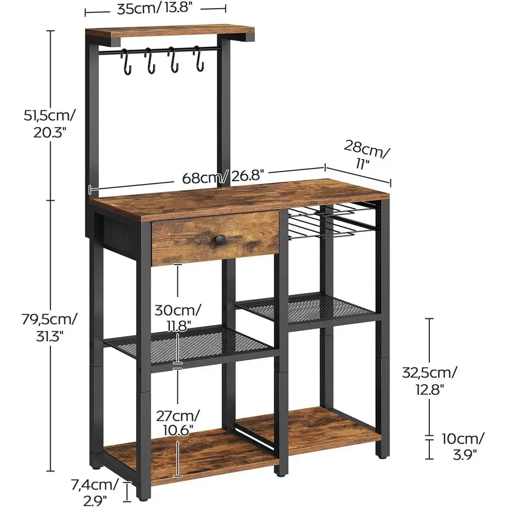 OLOEY Bakers Rack With Storage 5 Tier Coffee Bar Stand