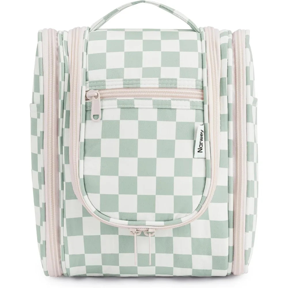 Hanging Travel Toiletry Bag For Women Checkered Makeup Organizer Cosmetics by S And B Enterprise