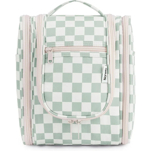 Hanging Travel Toiletry Bag For Women Checkered Makeup Organizer Cosmetics by S And B Enterprise