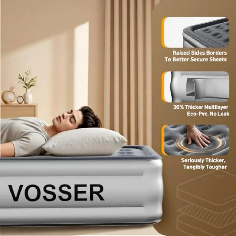 Twin Air Mattress With Built In Pump PVC Quick Inflate