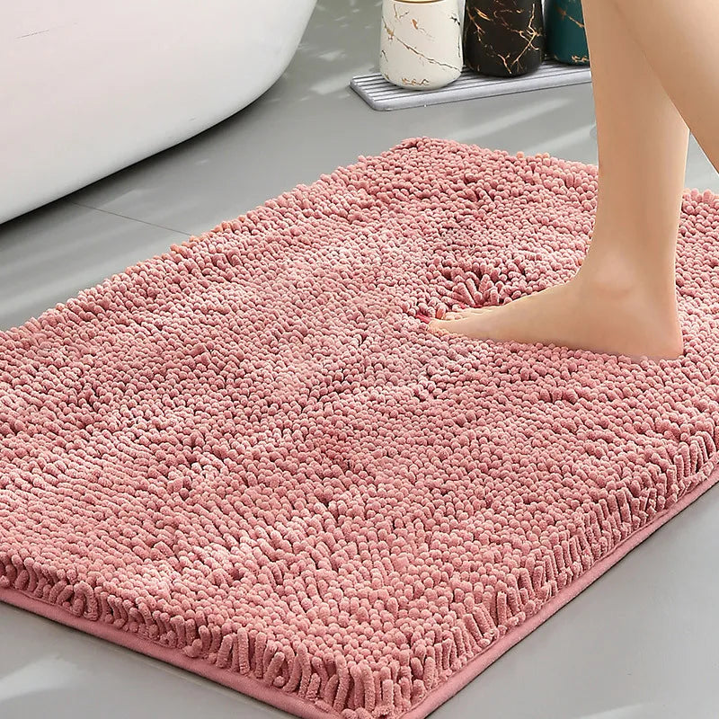XM-Luvetoria Ultra Soft Chenille Bath Mat Super Absorbent Machine Washable