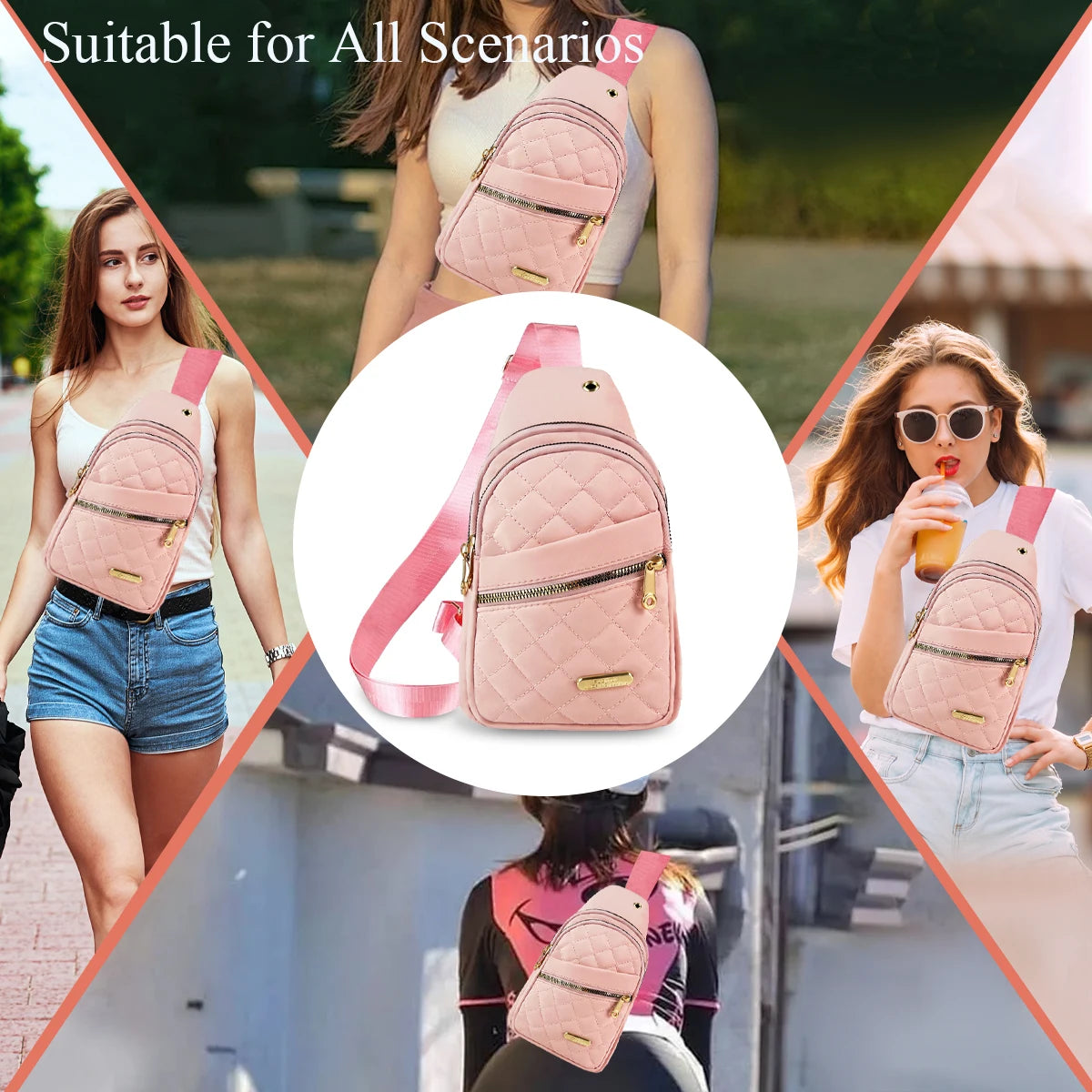 NONECN Adjustable Quilted Sling Backpack For Men And Women Travel