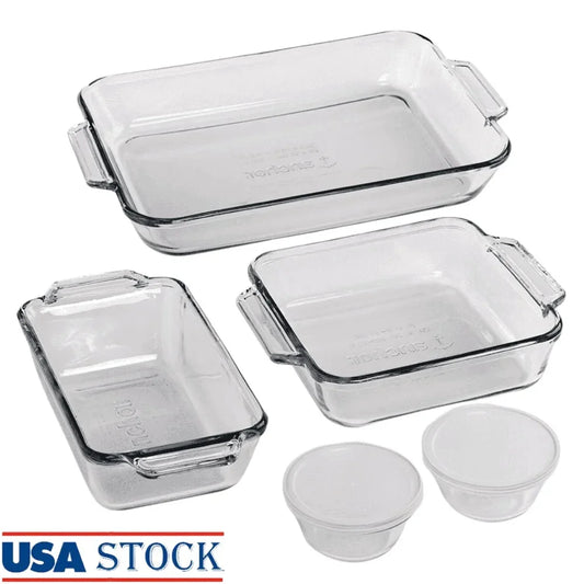 7-Piece Glass Bakeware Set Oven Safe Casserole Dishes Tempered Glass