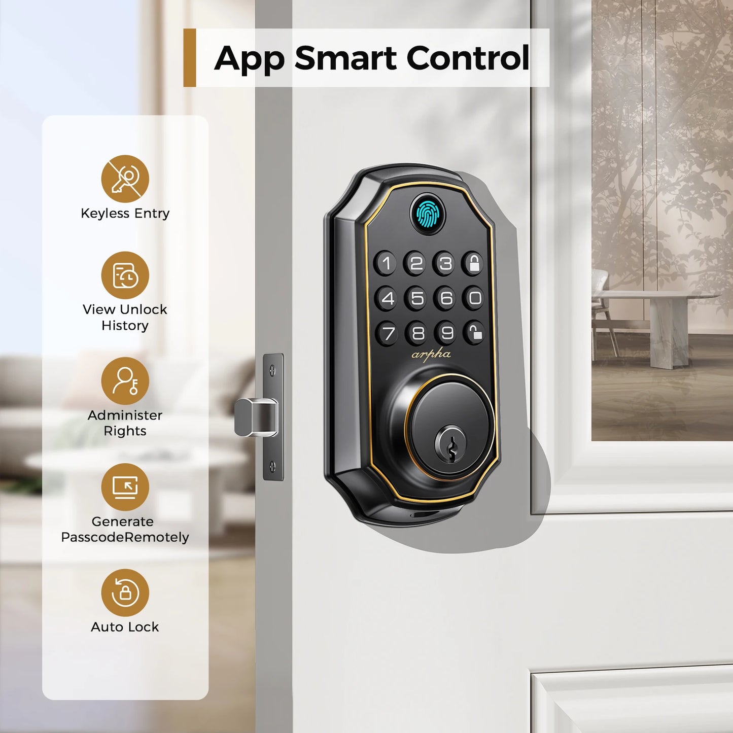 Arpha D280 Smart Keyless Entry Deadbolt With Fingerprint And Keypad