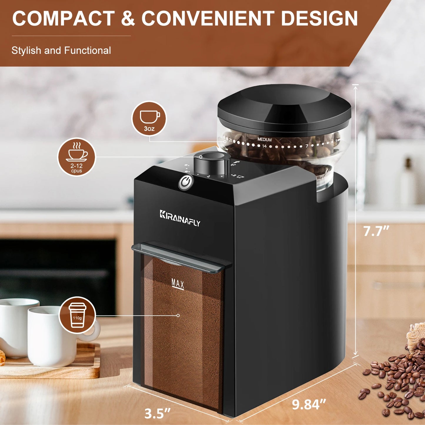 Automatic Burr Mill Coffee Grinder Electric Coffee Bean Grinding With 28 Adjustable Gears for Espresso French Press Drip Coffee by S And B Enterprise