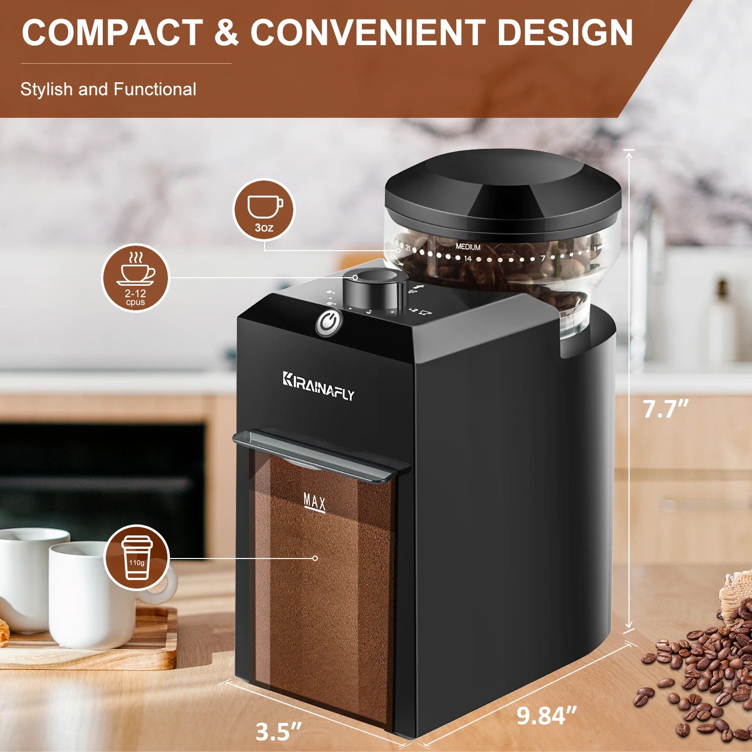 Automatic Burr Mill Coffee Grinder Electric Coffee Bean Grinding With 28 Adjustable Gears for Espresso French Press Drip Coffee by S And B Enterprise