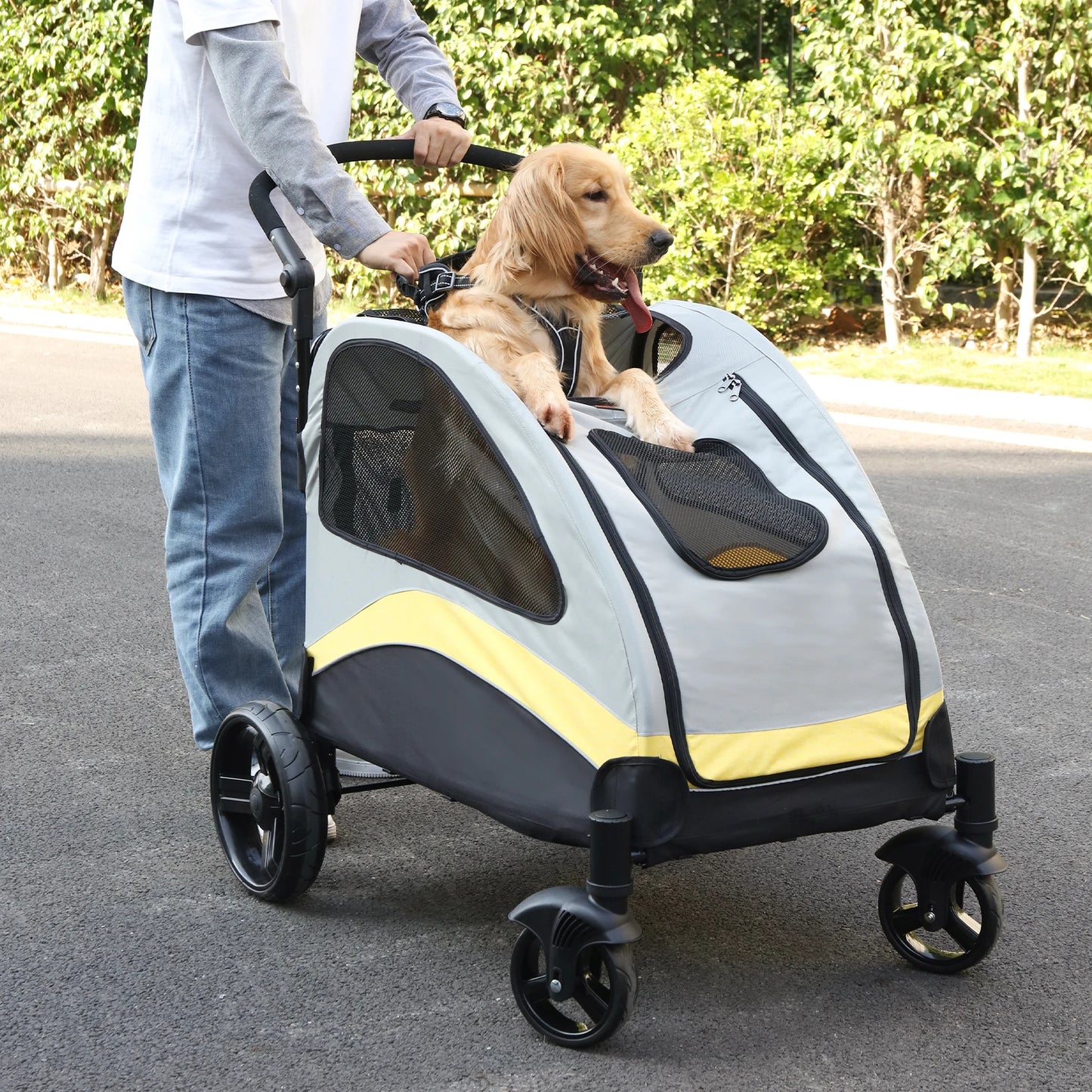 Portable Dog Stroller 4 Wheels Foldable Travel Carrier Outdoors