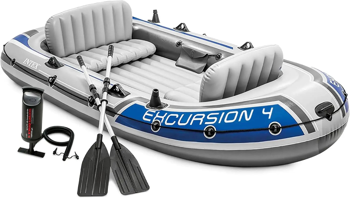Inflatable Boat Set With Adjustable Seats Fishing Rod Holders Oars