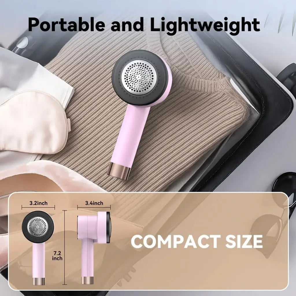 Rechargeable Fabric Shaver: 6-Blade, 3 Speeds, LED Display, Portable Lint Remover for Clothes, Sweaters, Furniture by S And B Enterprise