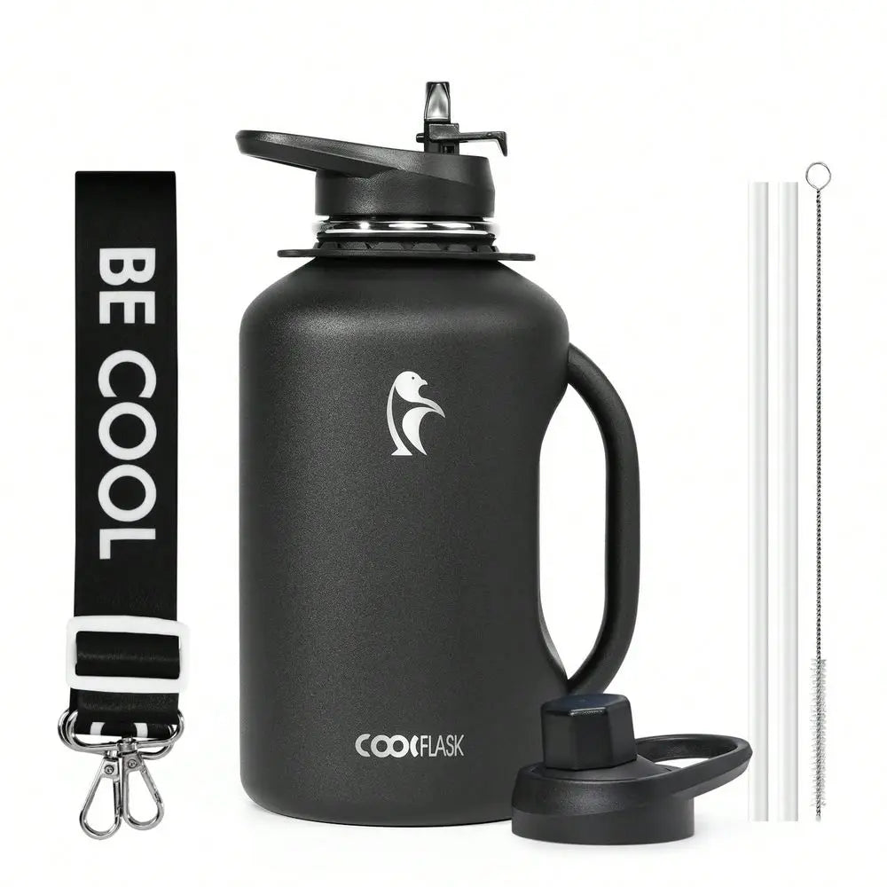 Insulated Stainless Steel Water Bottle With Handle And Strap by S And B Enterprise