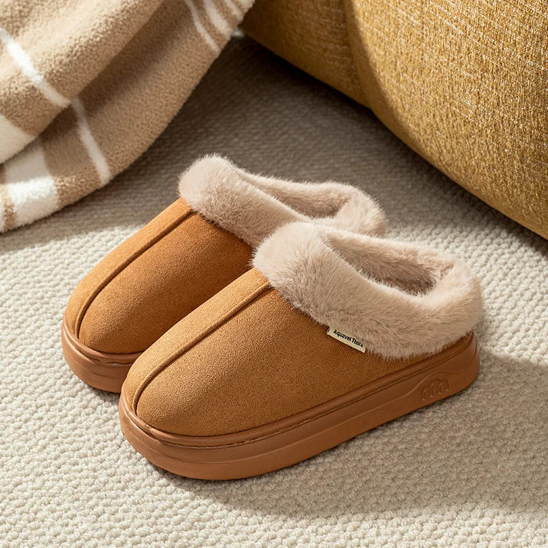 Winter Mens Fur Lined Slippers Non Slip Indoor Outdoor Shoes