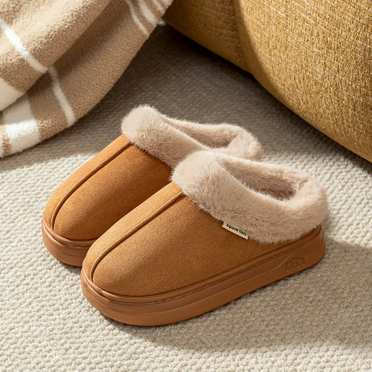 Winter Mens Fur Lined Slippers Non Slip Indoor Outdoor Shoes
