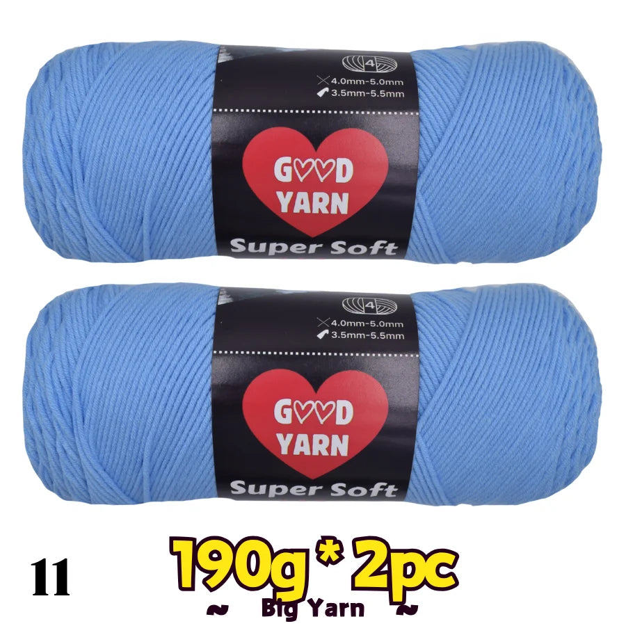 Good Yarn Swallow Velvet Yarn, blue, 2 skeins (400g total), soft thick crochet knitting yarn